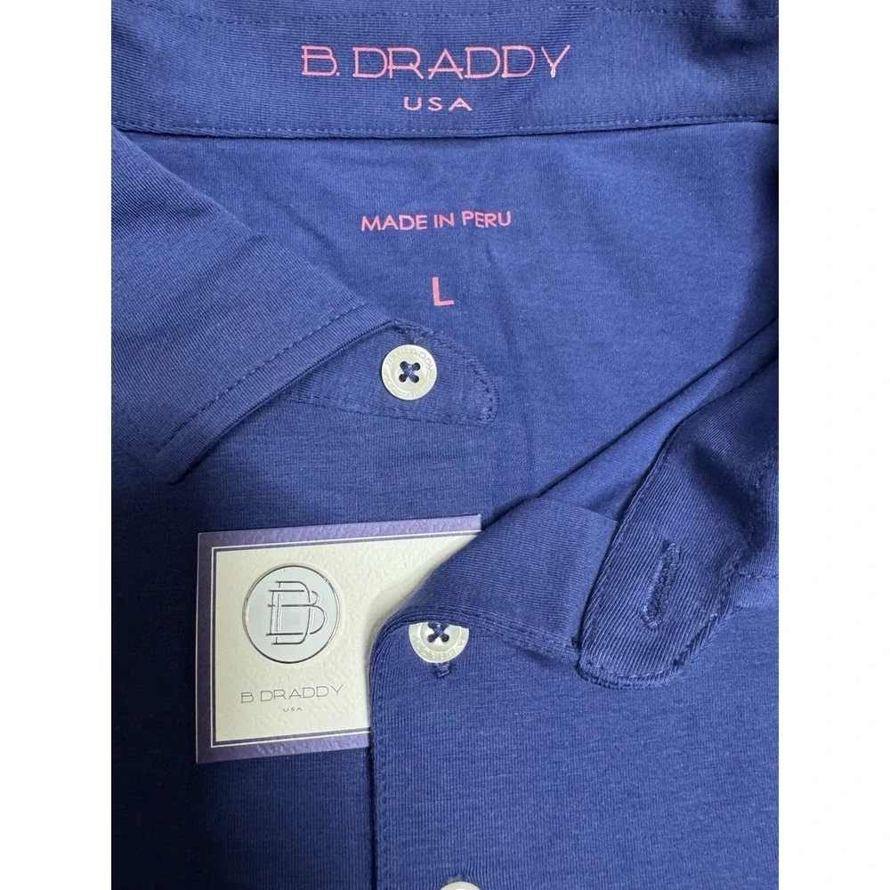 NWT B. Draddy Blue Polo Sterling Capital‎ Golf Shirt USA Mens Large